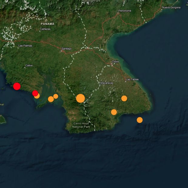Sismos en Panamá. Foto: USGS